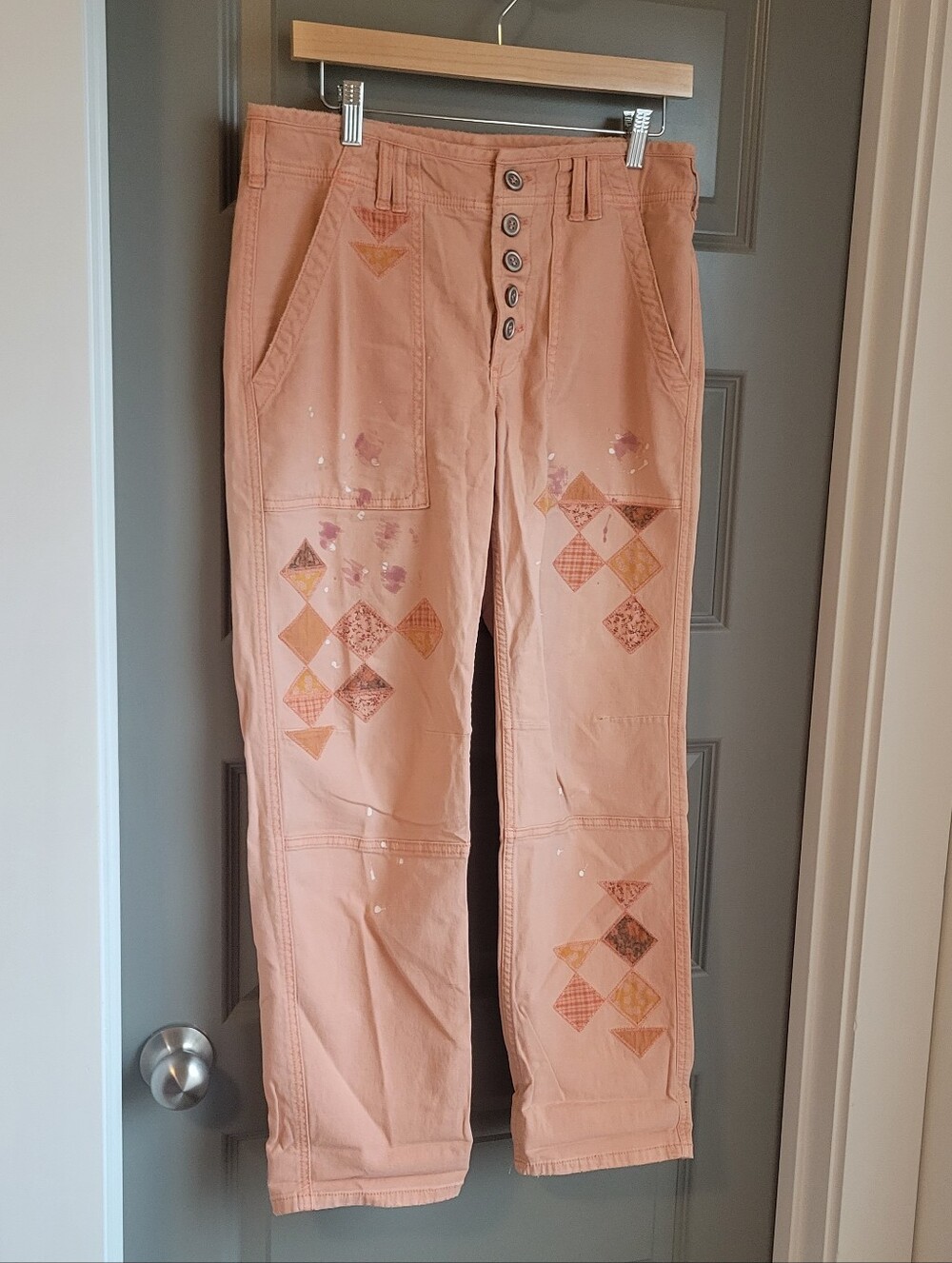 Pilcro Peach Patchwork Pants